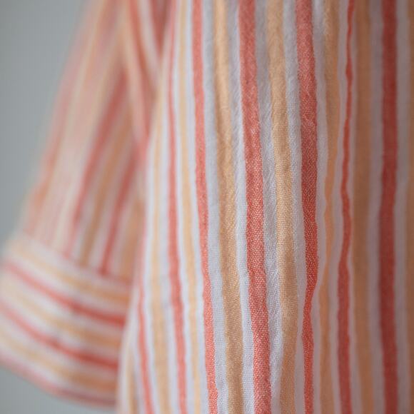 NWT Soft Surroundings Escambia Button-Up Pink Peach Stripe Cotton Tunic Shirt M - Picture 4 of 8